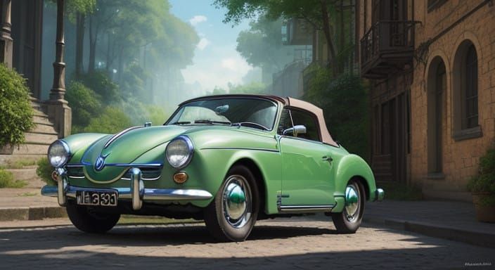 Green VW Karmann-Ghia Cabriolet 100% DS v8 ✨