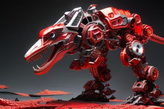 Mecha T-Rex Battle Robot in Sci-Fi Style