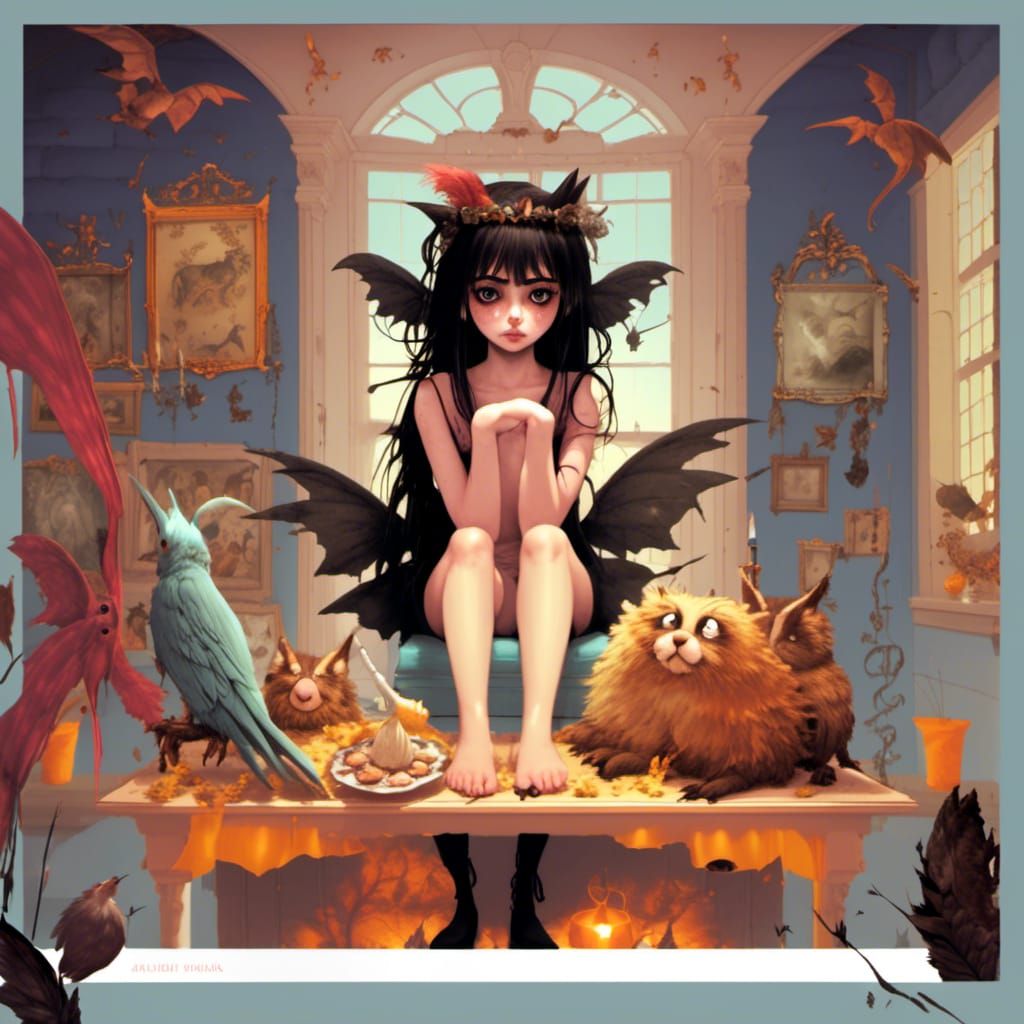 Dark Fairy Tale Illustration with Talking Animals