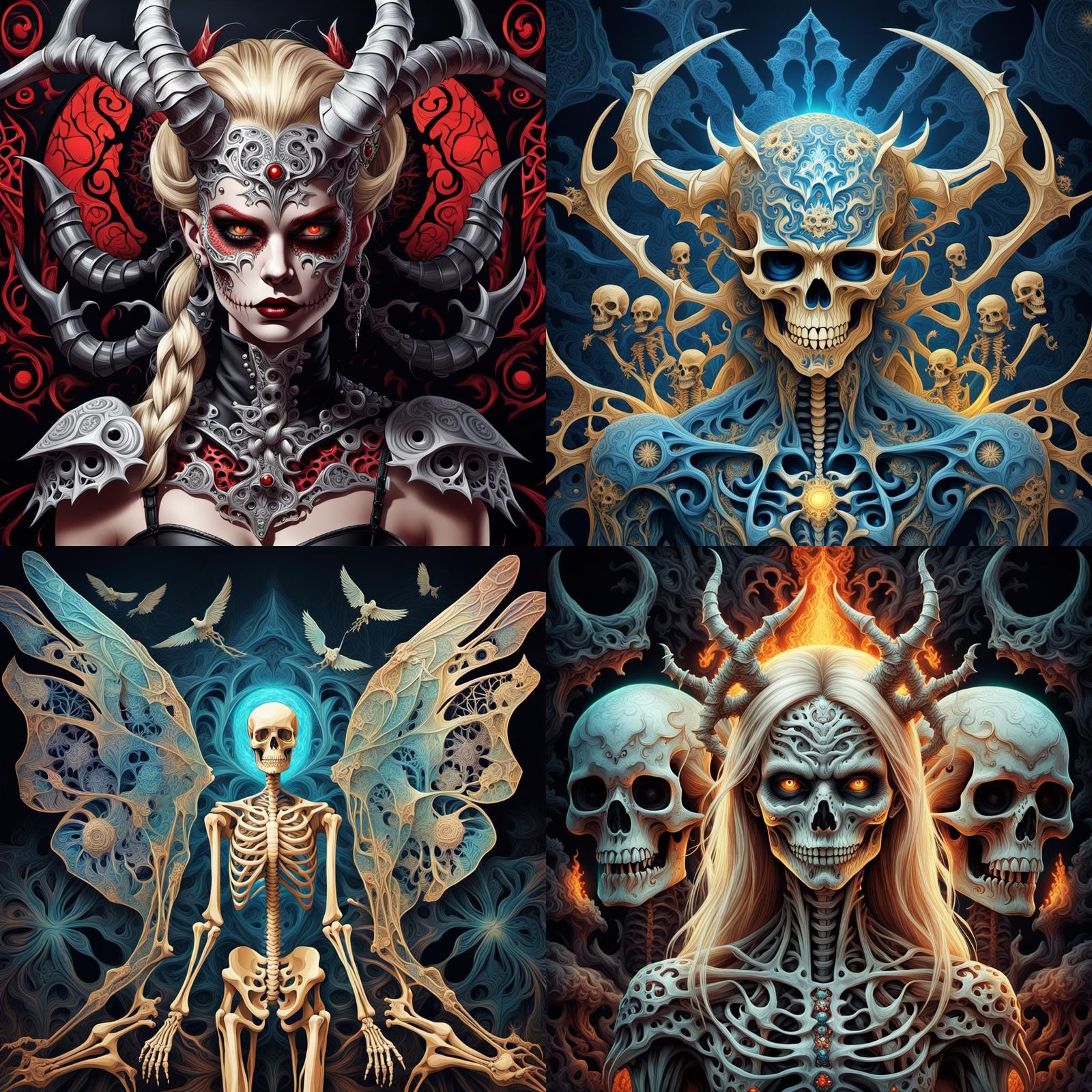 Good and Evil Demon Portrait in Bony Environment