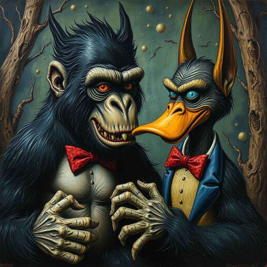 Darkwing Duck Gorilla Sibling as Impasto Painting