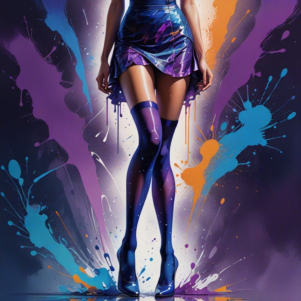 Woman in Pantyhose Splash Art Illustration