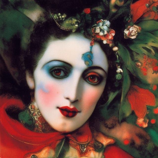 Colorful Vampire Portrait in Expressive Style