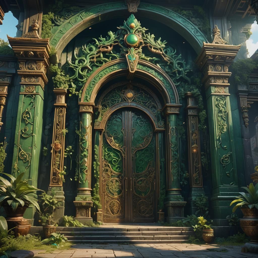 Detailed Jade Entryway: Fantasy Concept Art