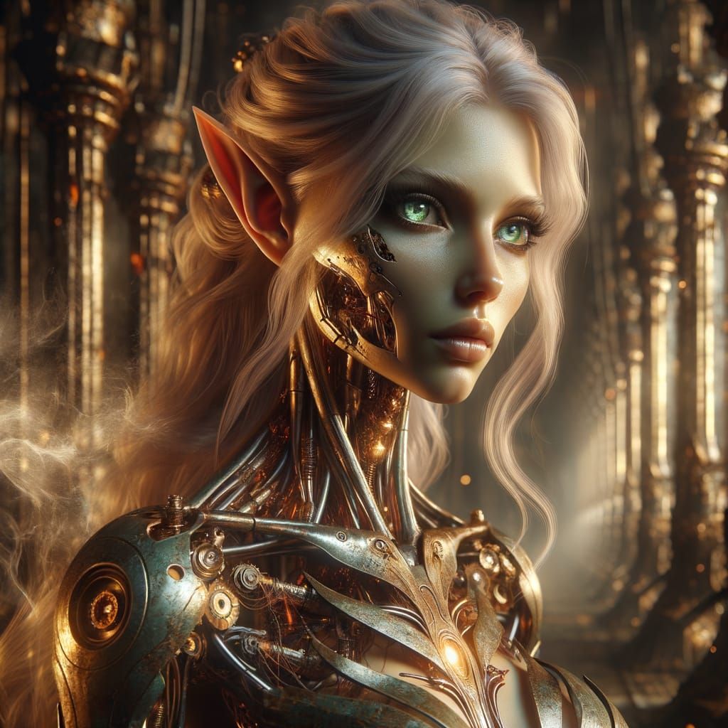 Ethereal Elf Noble Fuses Organic Grace with Mechanical Desig...