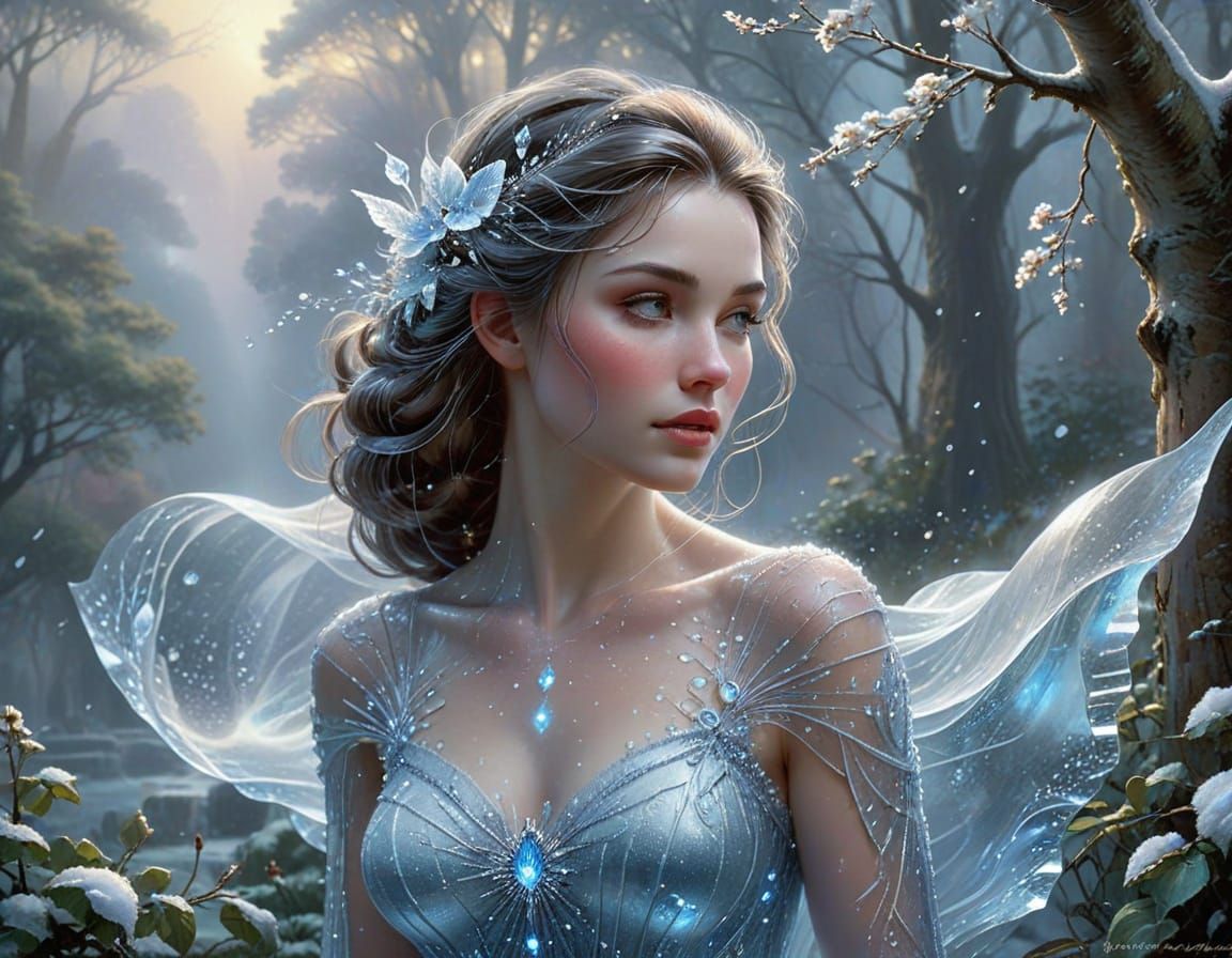 Ethereal Ice Queen in Shimmering Blue and White
