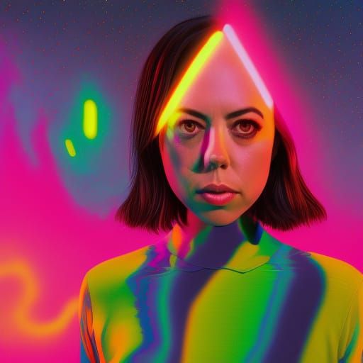 Ominous Portrait of Aubrey Plaza in Digital Art Style