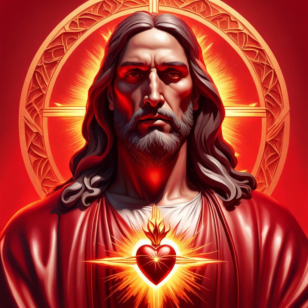 Sacred Heart of Jesus: Minimalist Digital Art