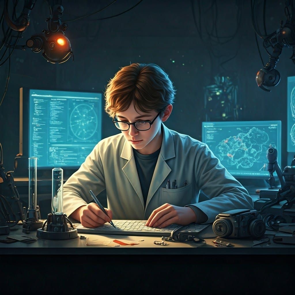 Middle School Scientist in High-Tech Lab: Matte Painting