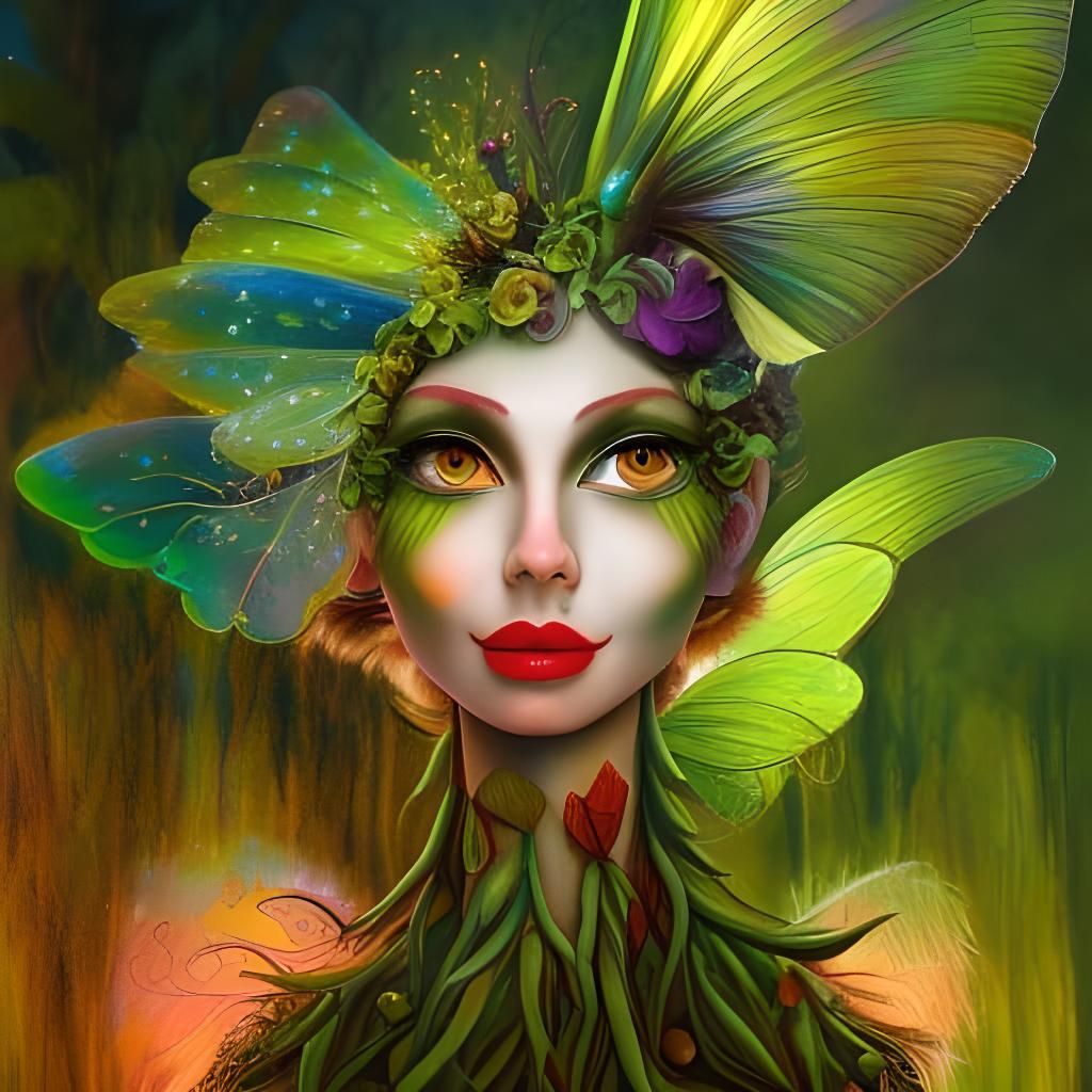Forest Fairy Portrait in Surreal Style