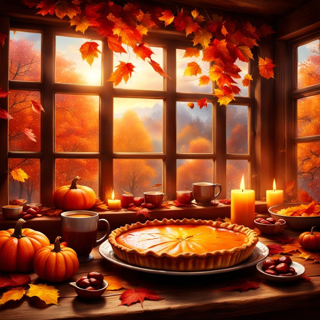 Cozy Autumn Feast: Pumpkin Pie and Spiced Cider