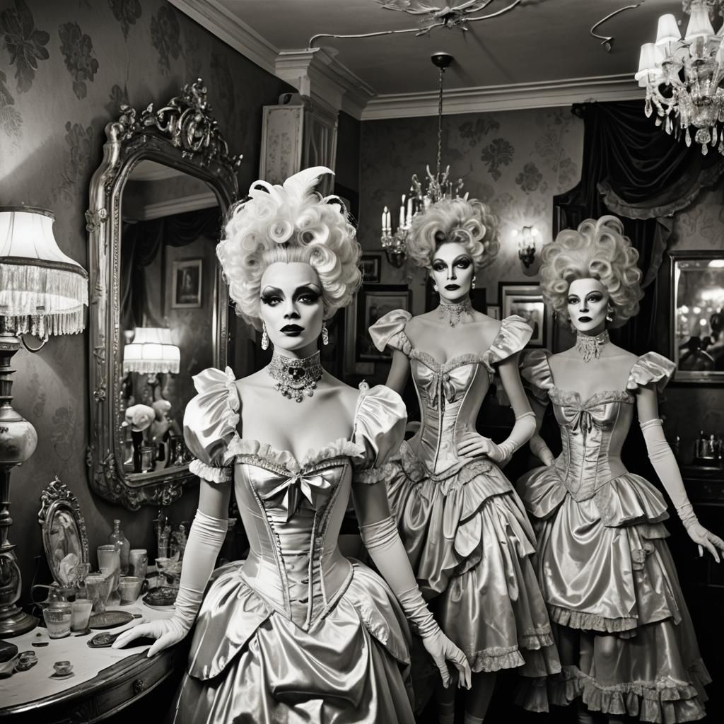 Extravagant Drag Queen in High Contrast Black and White