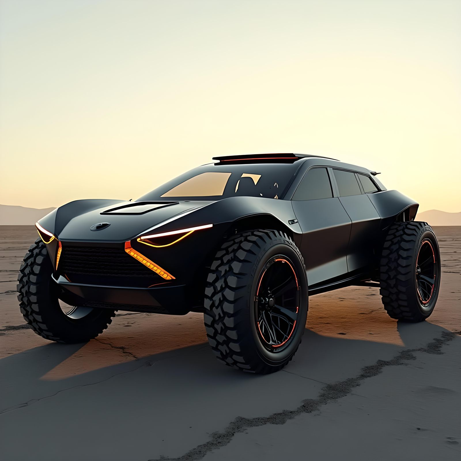 Futuristic Matte Black Off-Road SUV Concept