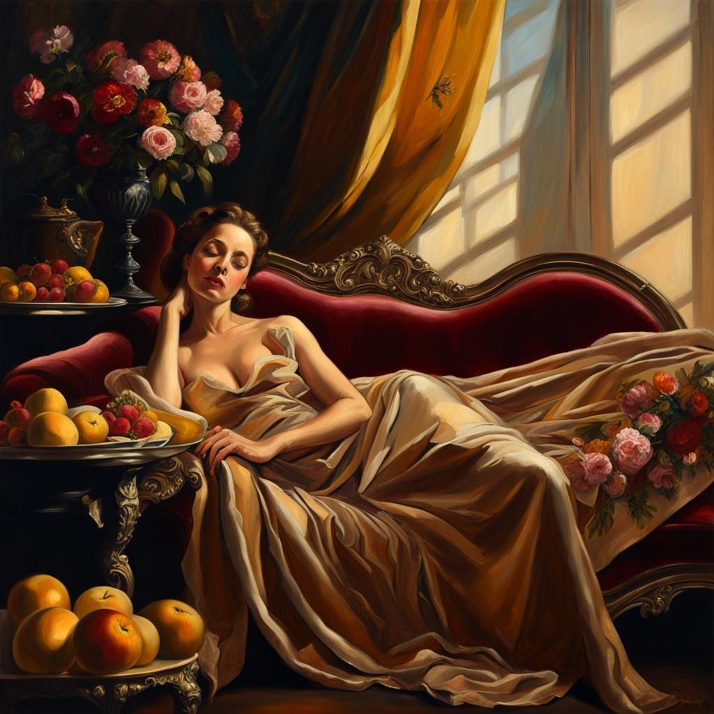 Baroque Serenity with Velvet Chaise Longue