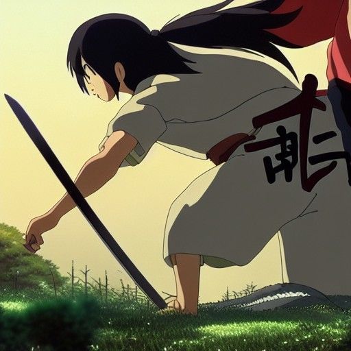 Epic Samurai Battle in Anime Style