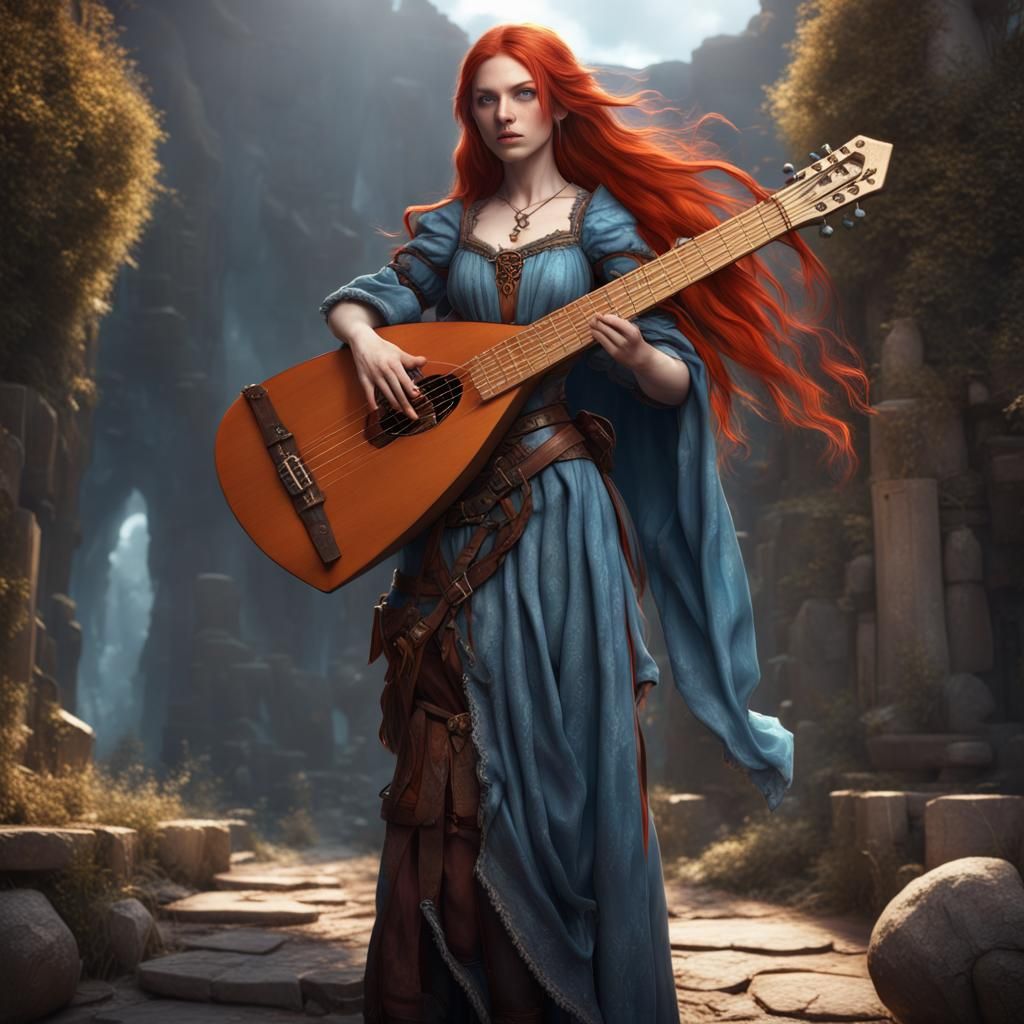 Halfling Bard with Lute: Fantasy Art