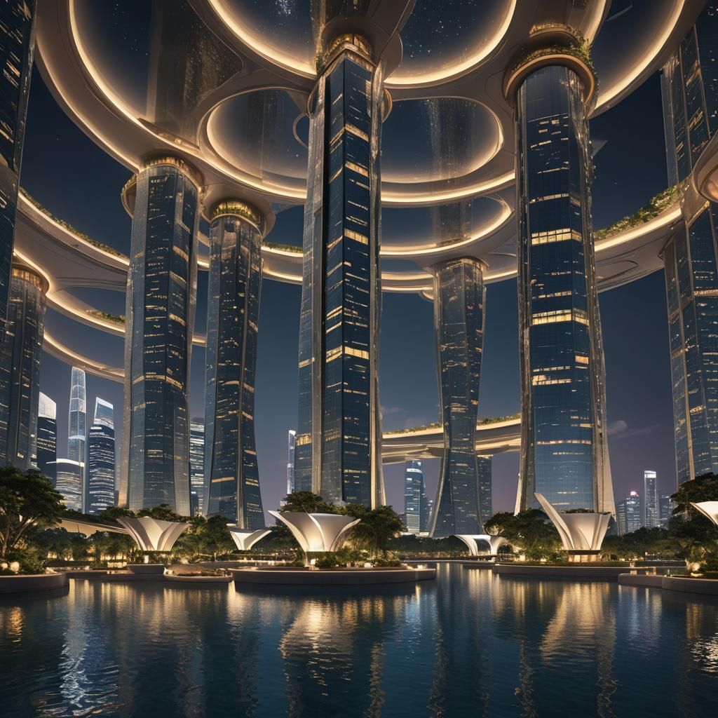 Singapore Marina Bay Sands Hotel at Night