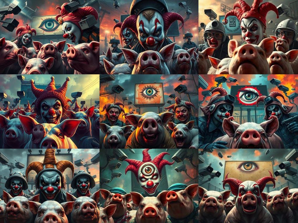 Surreal Hyperrealistic Portraits of Female Clown Prison Guar...