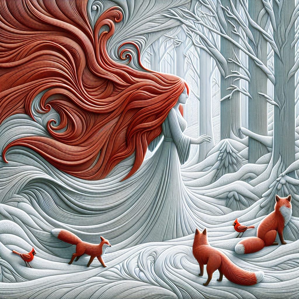 Enchanted Winter Queen in Embossed Oil Paint