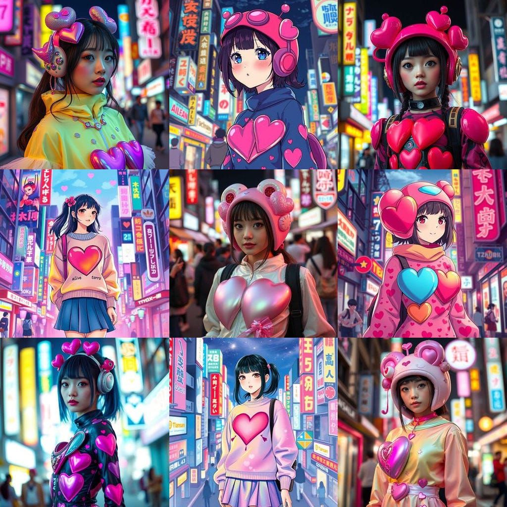 Extraterrestrial Japanese College Girl in Alien Hearts Attir...