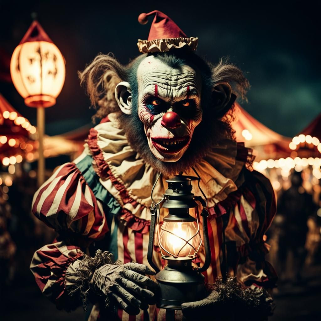 Zombie Monkey Clown in Dark Fantasy Carnival