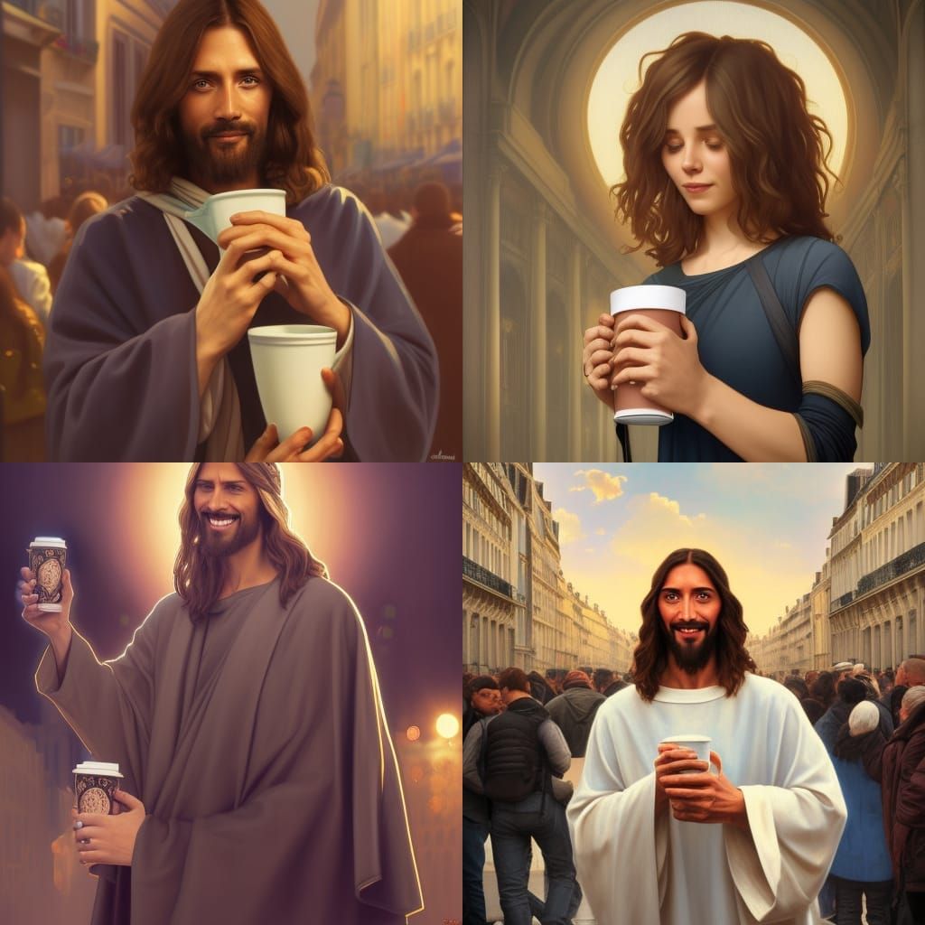 Friendly Jesus Christ Portrait in Paris, Detailed Digital Ar...