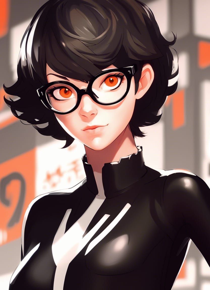 Monochrome Portrait in Persona 5 Style