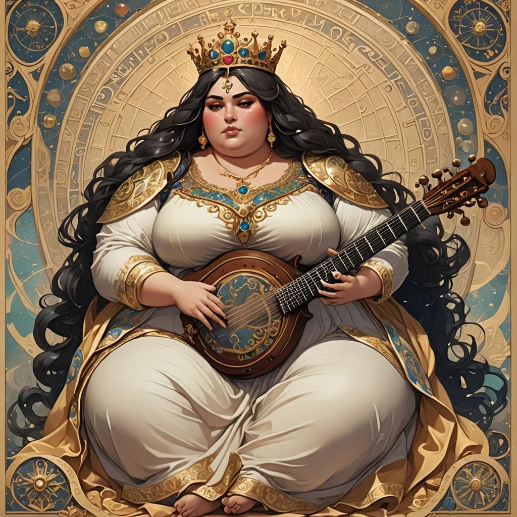 Surreal Princess with Nautilus Lute in Sci-Fi Dreamscape