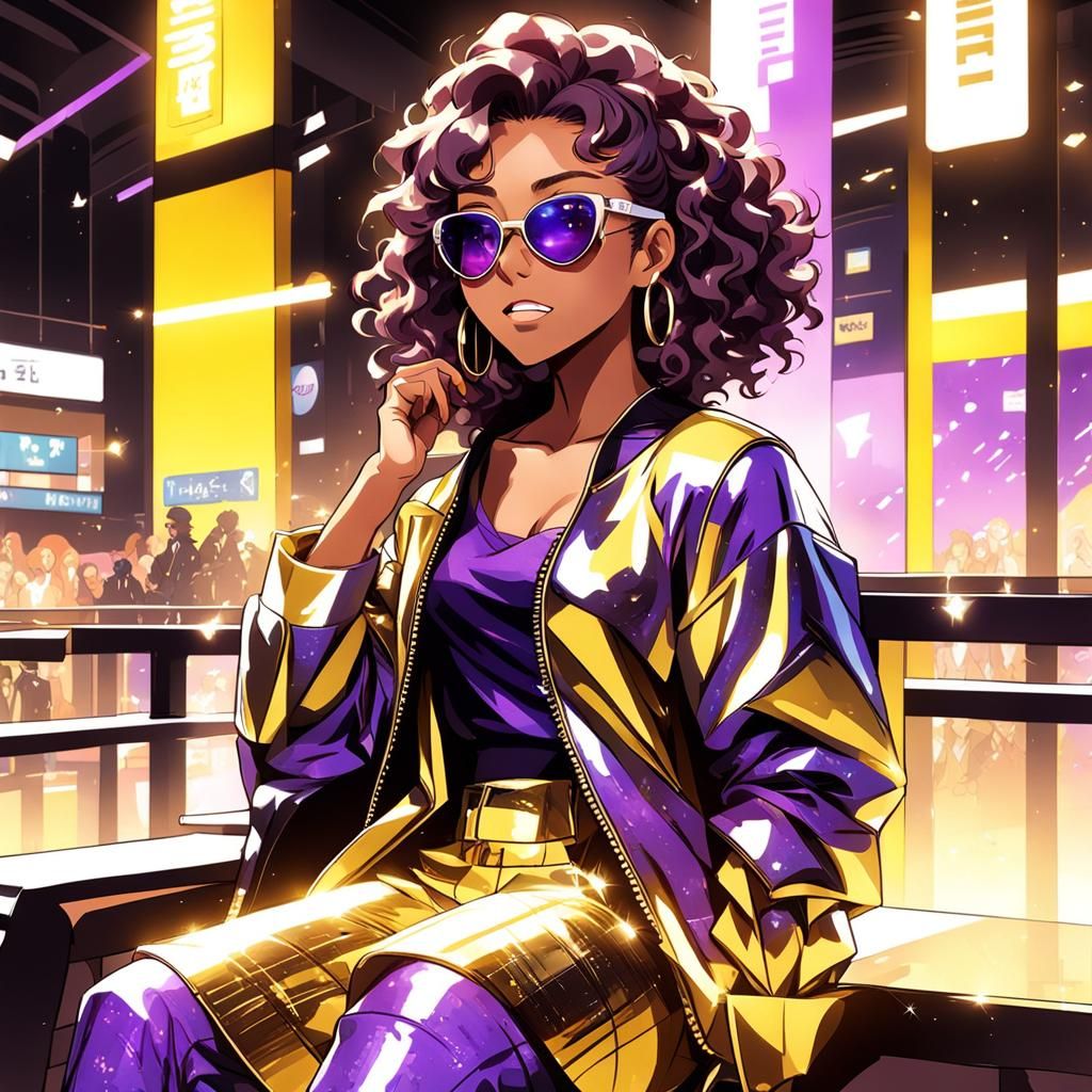 Anime Girl with Sunglasses in Mall