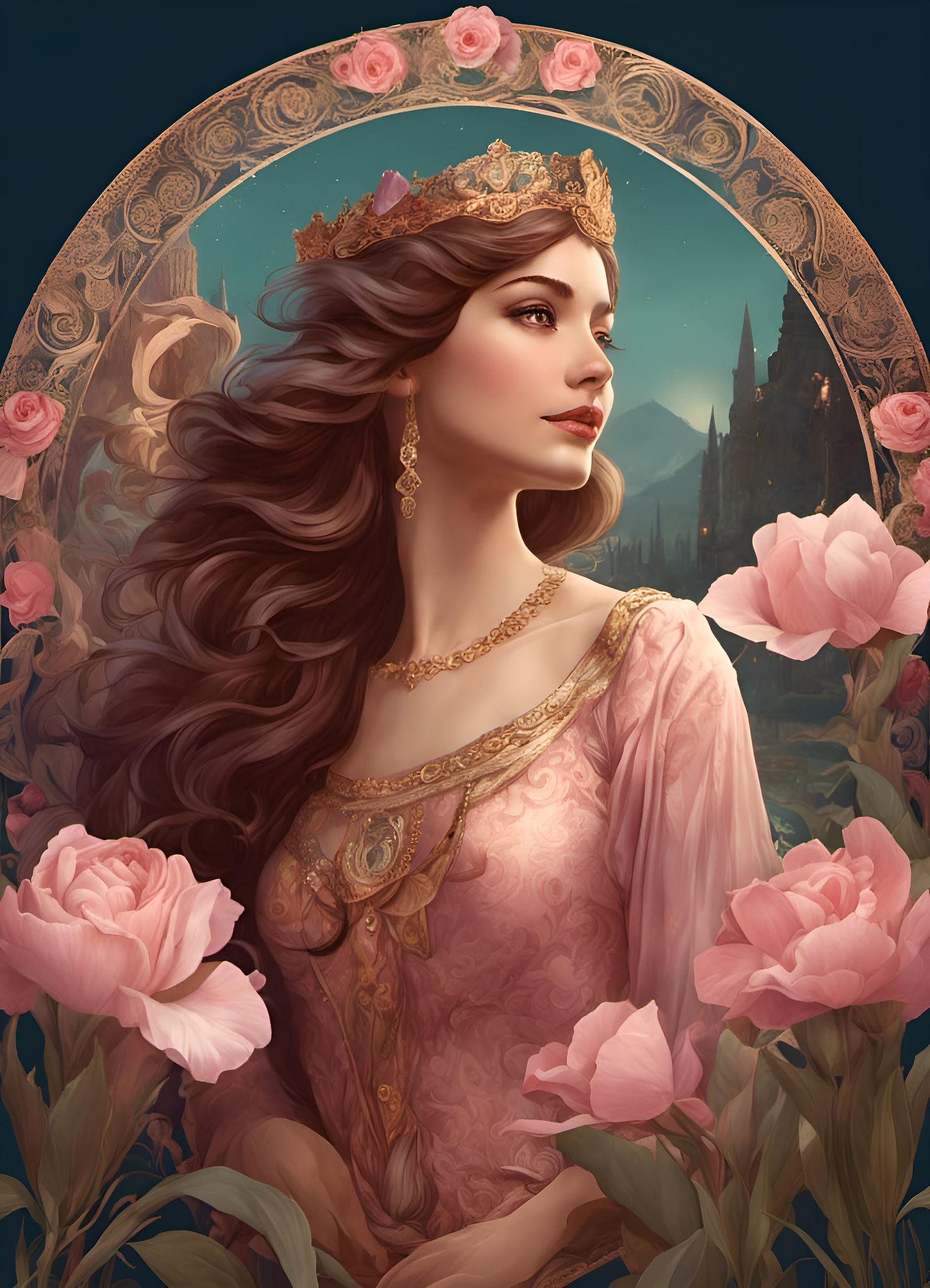 Pretty Girl in Italian Vintage Illustration Style