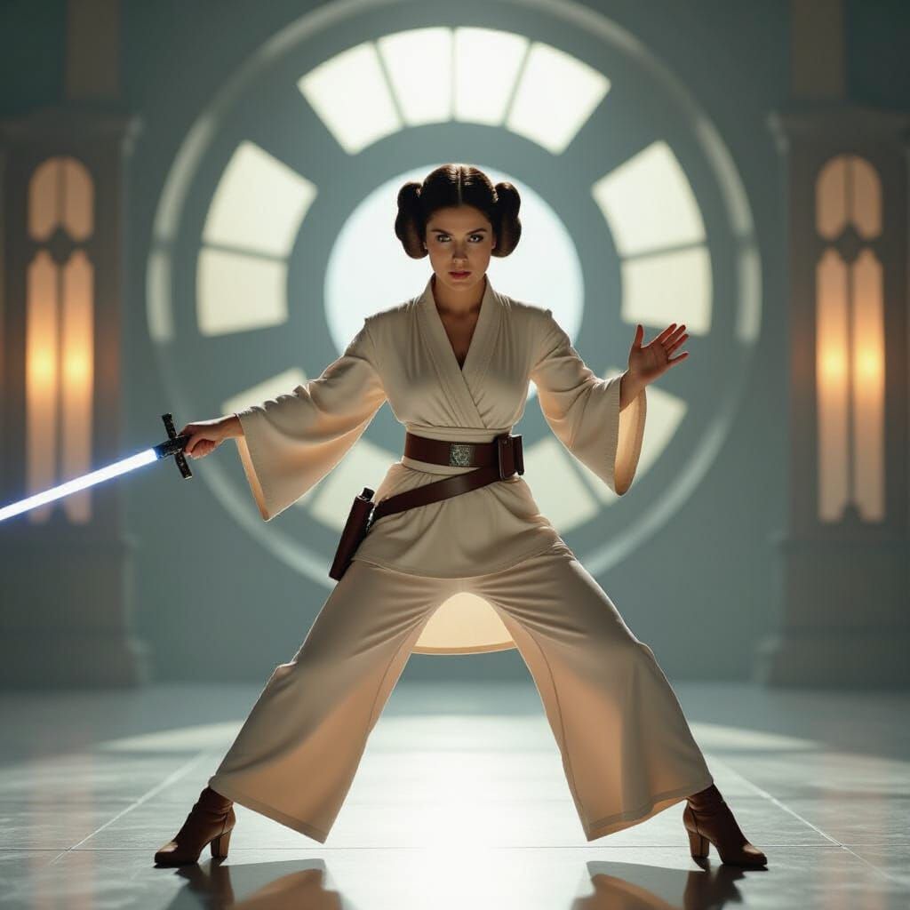 Princess Leia Captured in Dynamic Cinematic Pose