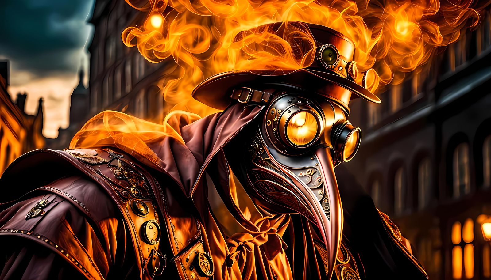 Rose Gold Plague Doctor Mask, Hyperrealistic Close-Up