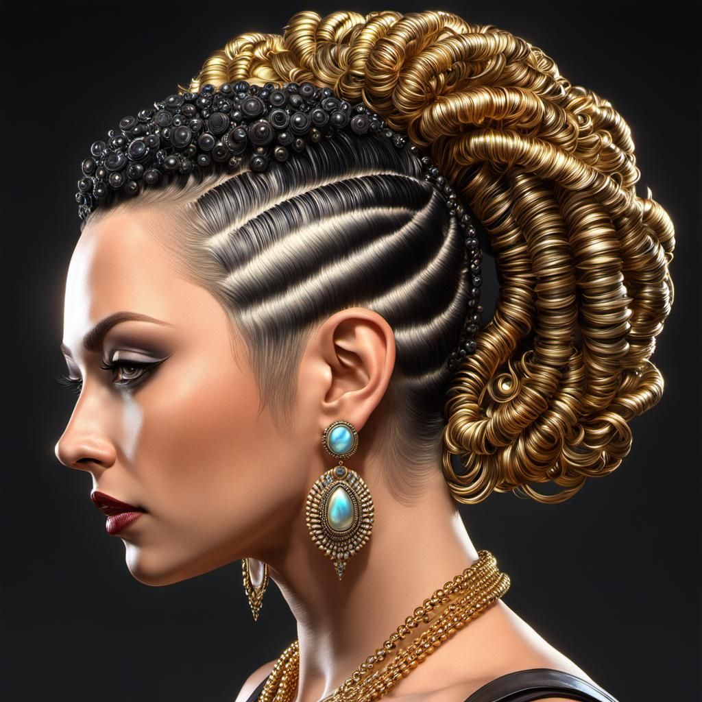 Punk Pharaoh with Curly Mohawk in Psychedelic Art