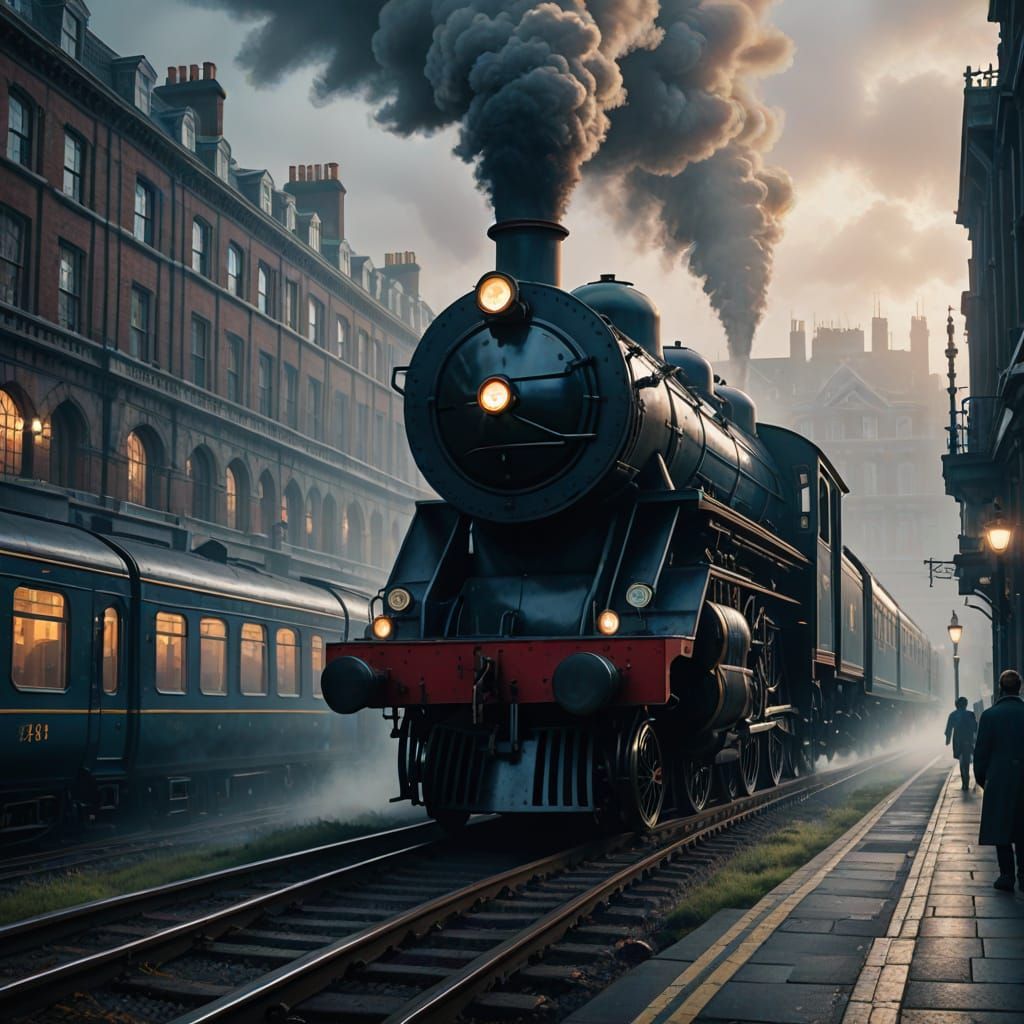 Photorealistic London Train in Misty Morning Light