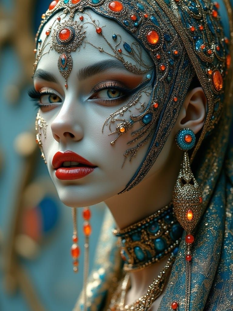 Hyperrealistic Portrait: Woman in Futuristic Jewelry