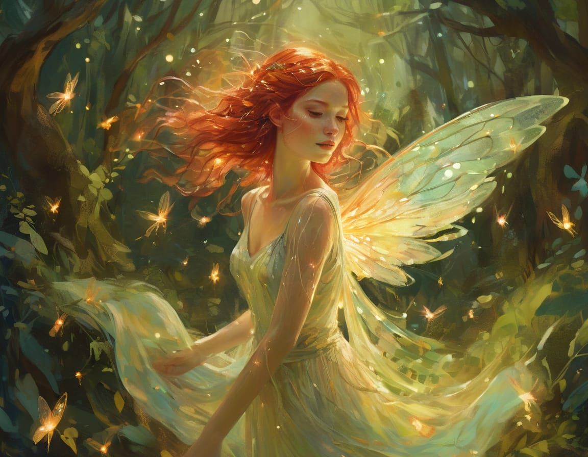 Ethereal Forest Nymph in Fauvism Style