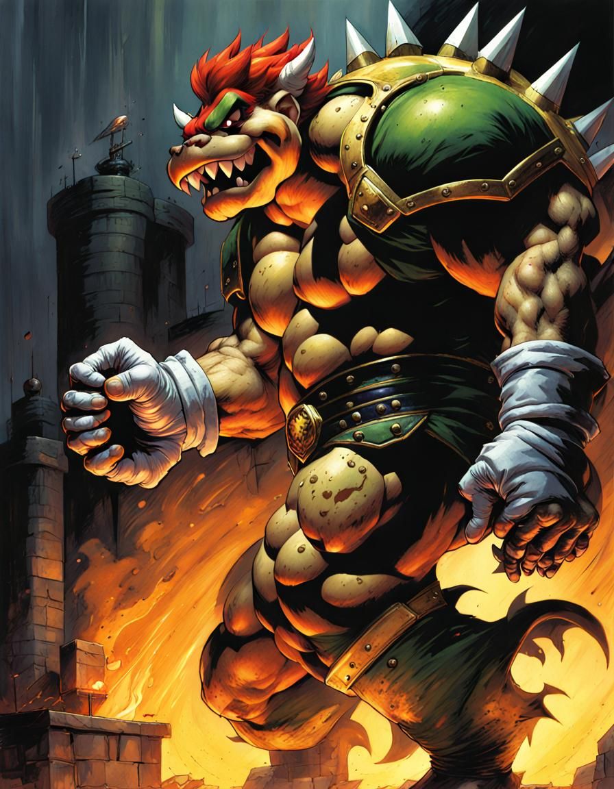 Bowser Battles: Acrylic and Fantasy Art Fusion