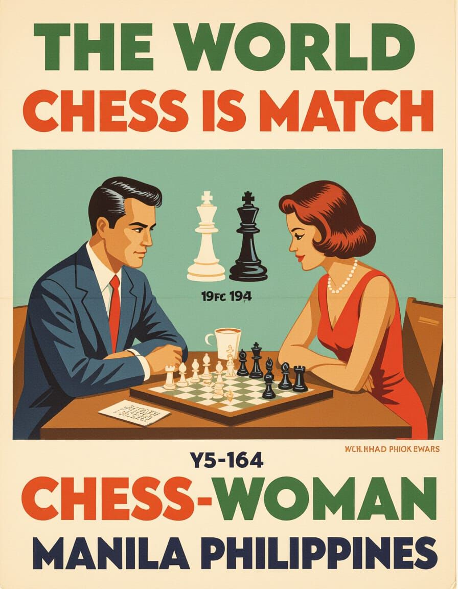 Vintage 1964 World Chess Match Poster