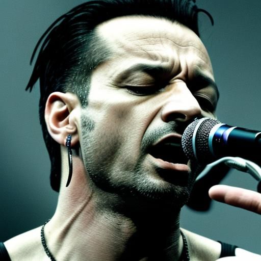 Dave Gahan Singing: Hyperrealistic Moody Portrait