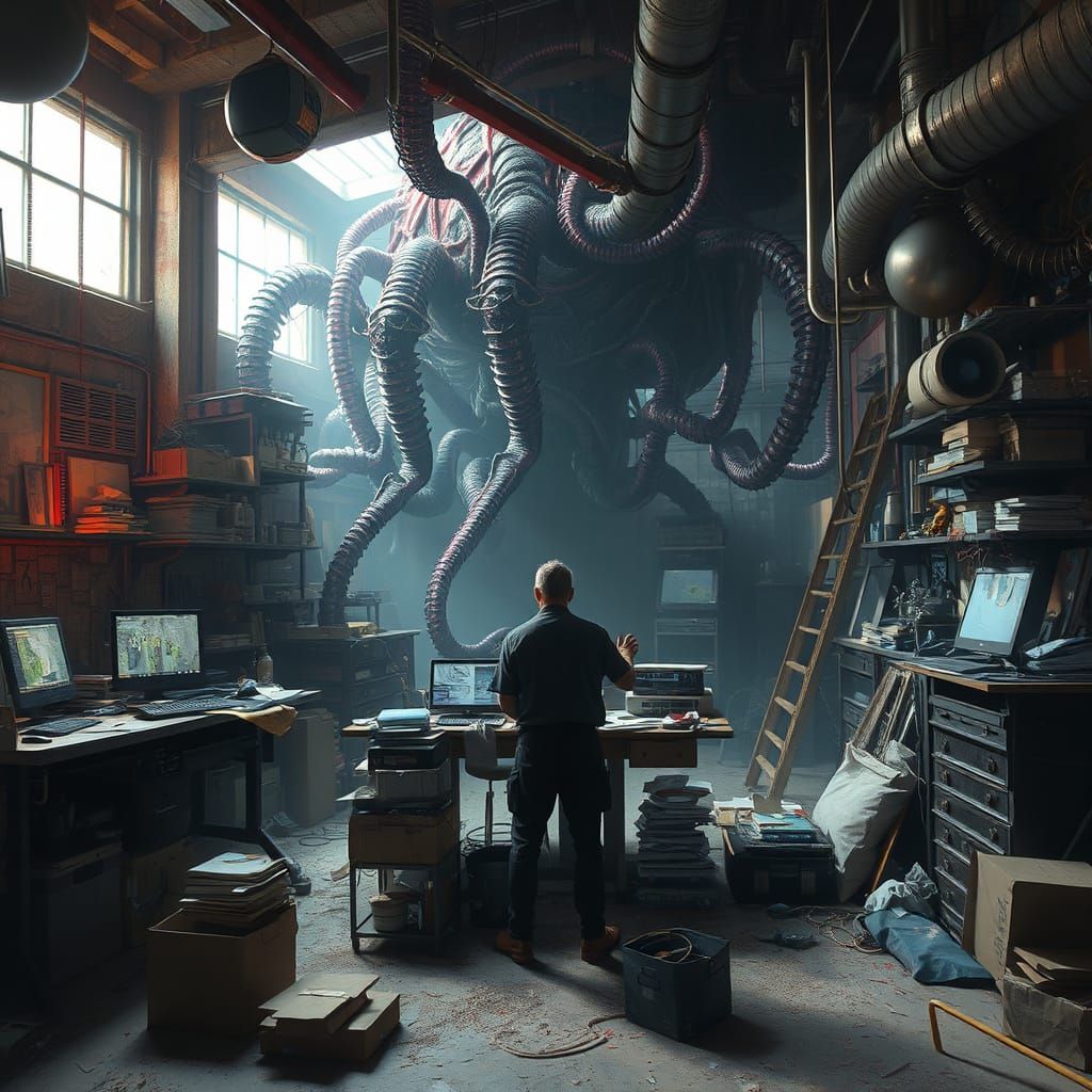 Magical Artist's Studio with Alien Visitors