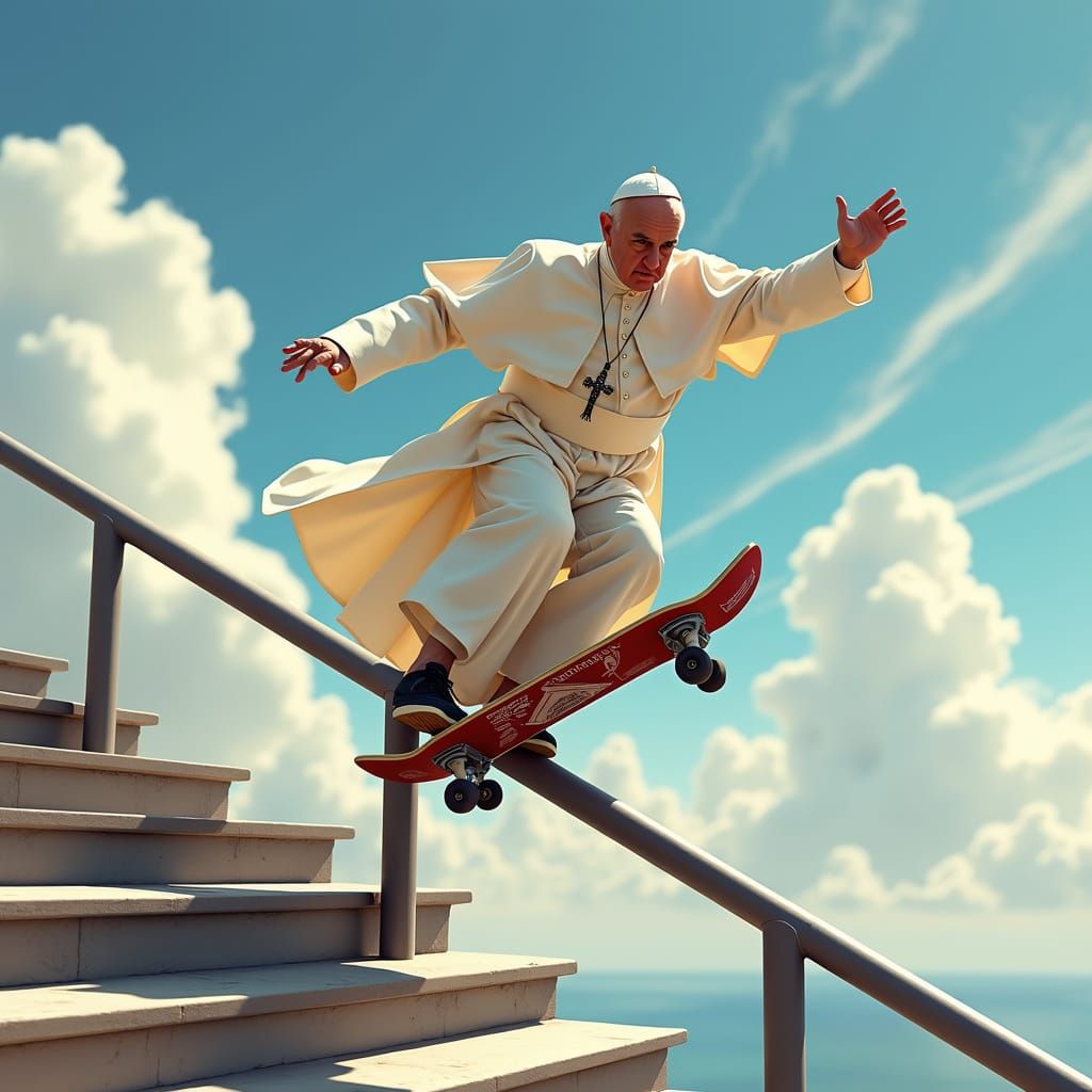 Pope Francis Soars Through the Skies in a Daring Skateboard ...
