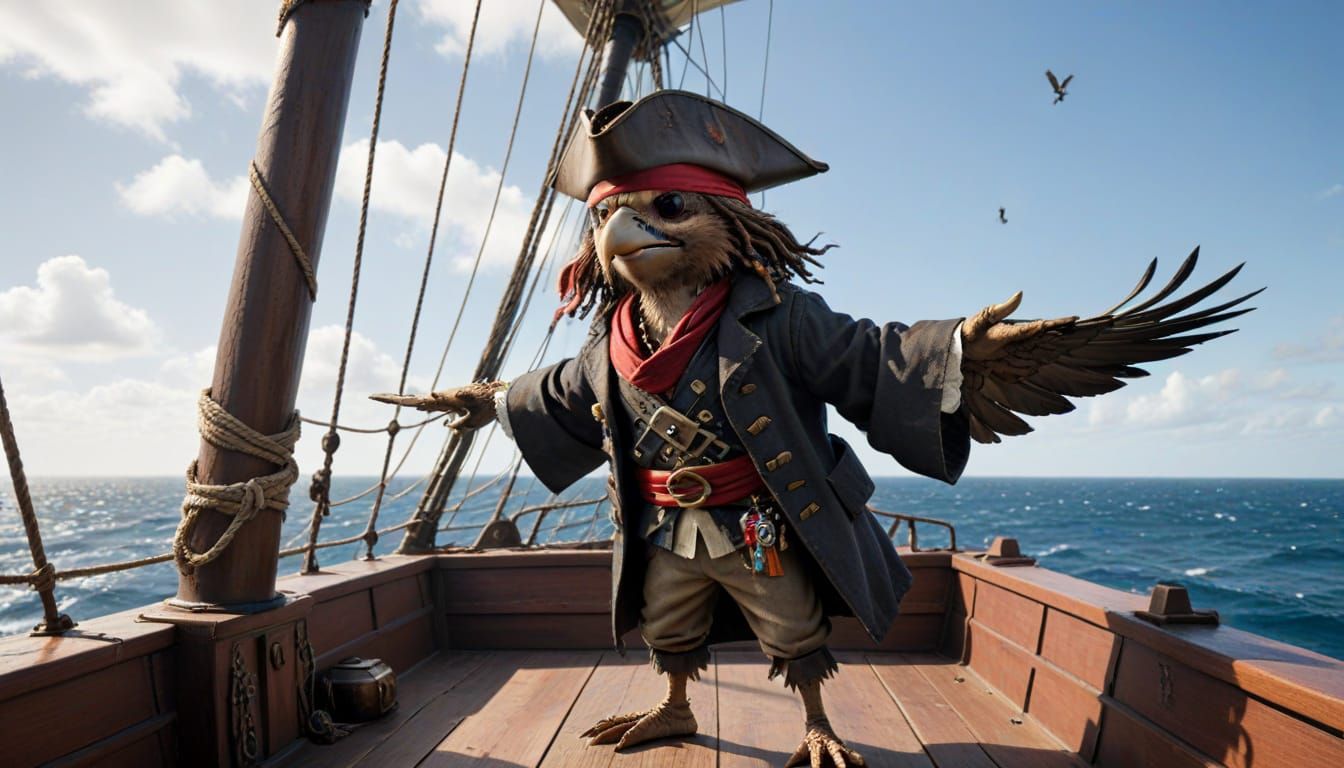 Miniature Pirate Sparrow Sails the High Seas with Fearless C...