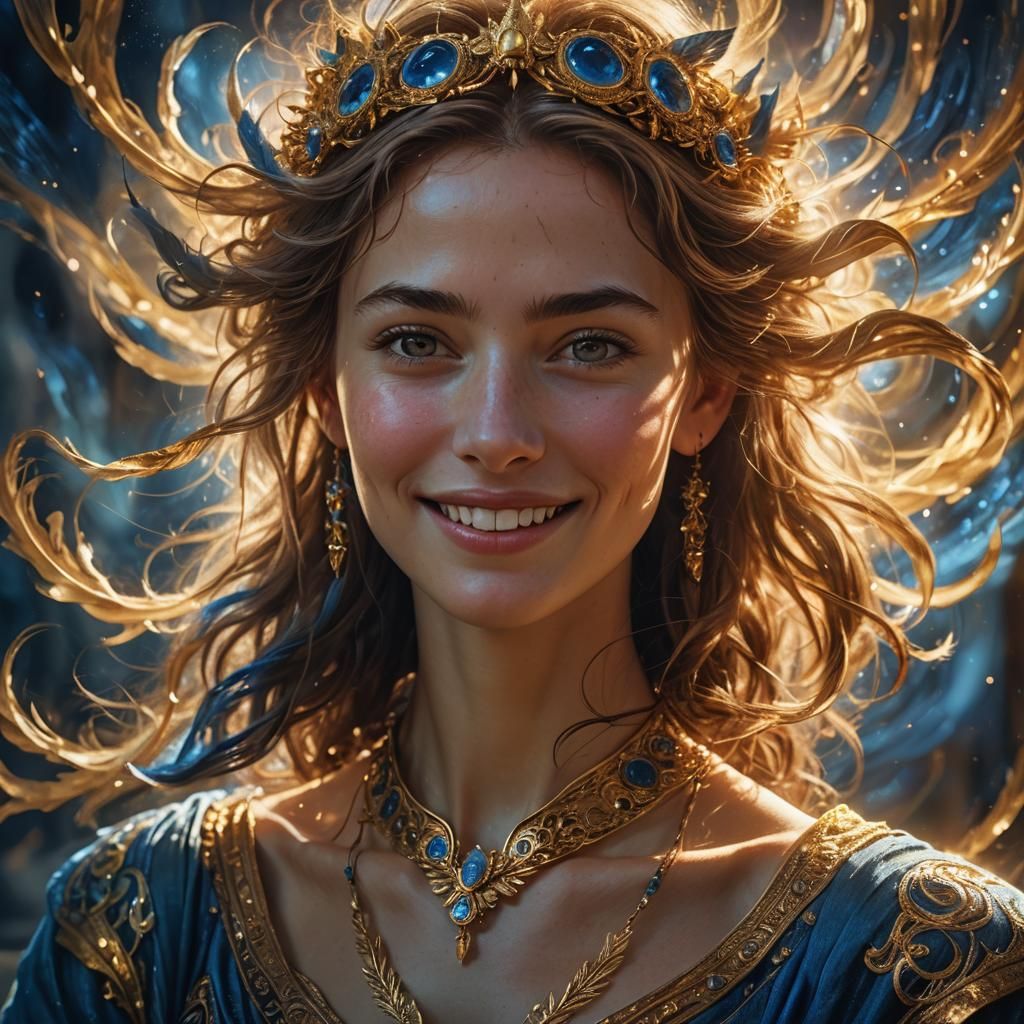 Radiant Being Smiling in Ethereal Energy