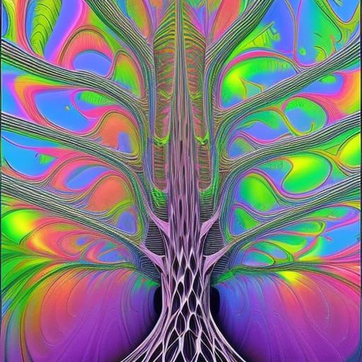 Liquid Metal Rainbow Tree in 3D