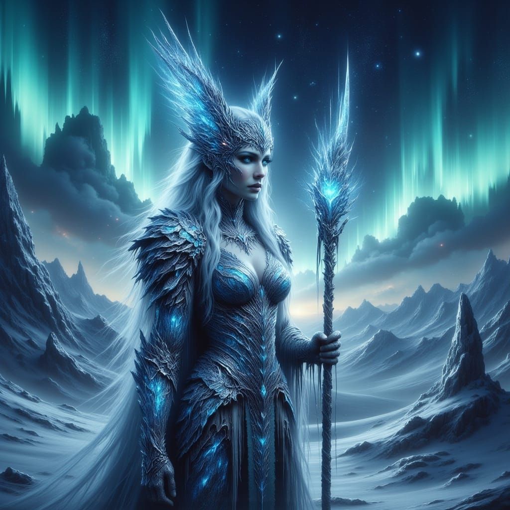 Valkyrie of the Frozen Tundra in Hyperrealism