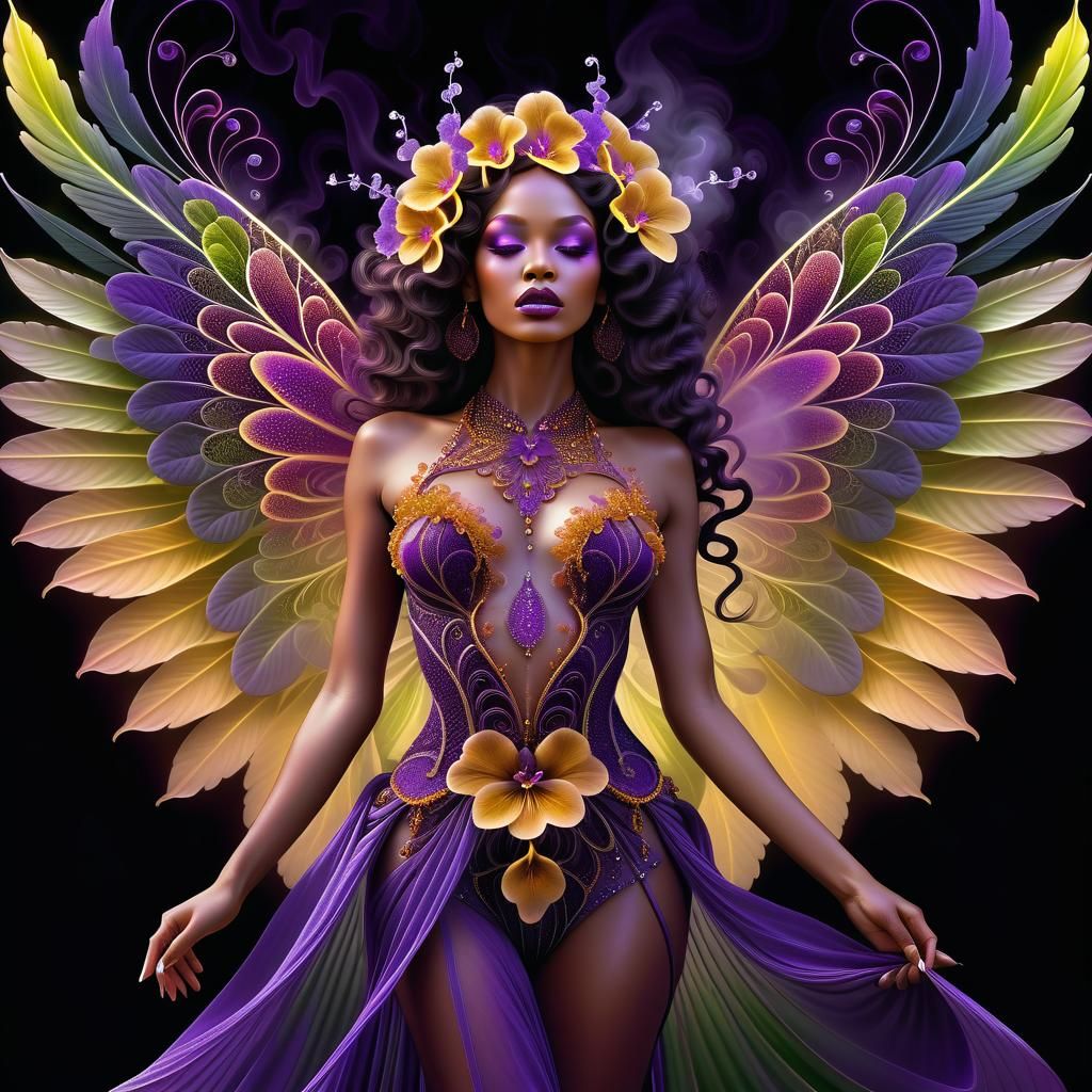 African Violet Fairy in Gothic Fantasy Art
