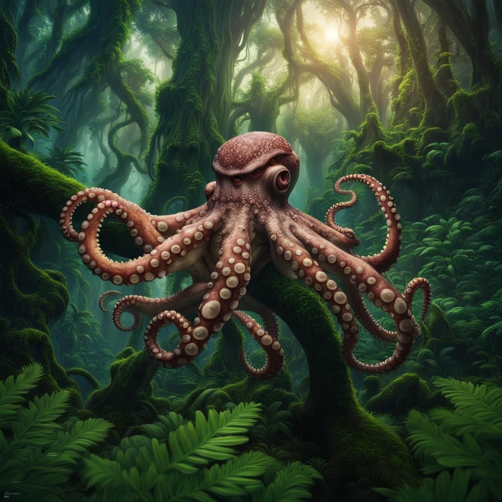 Pacific Northwest Tree Octopus in Mystical Rainforest