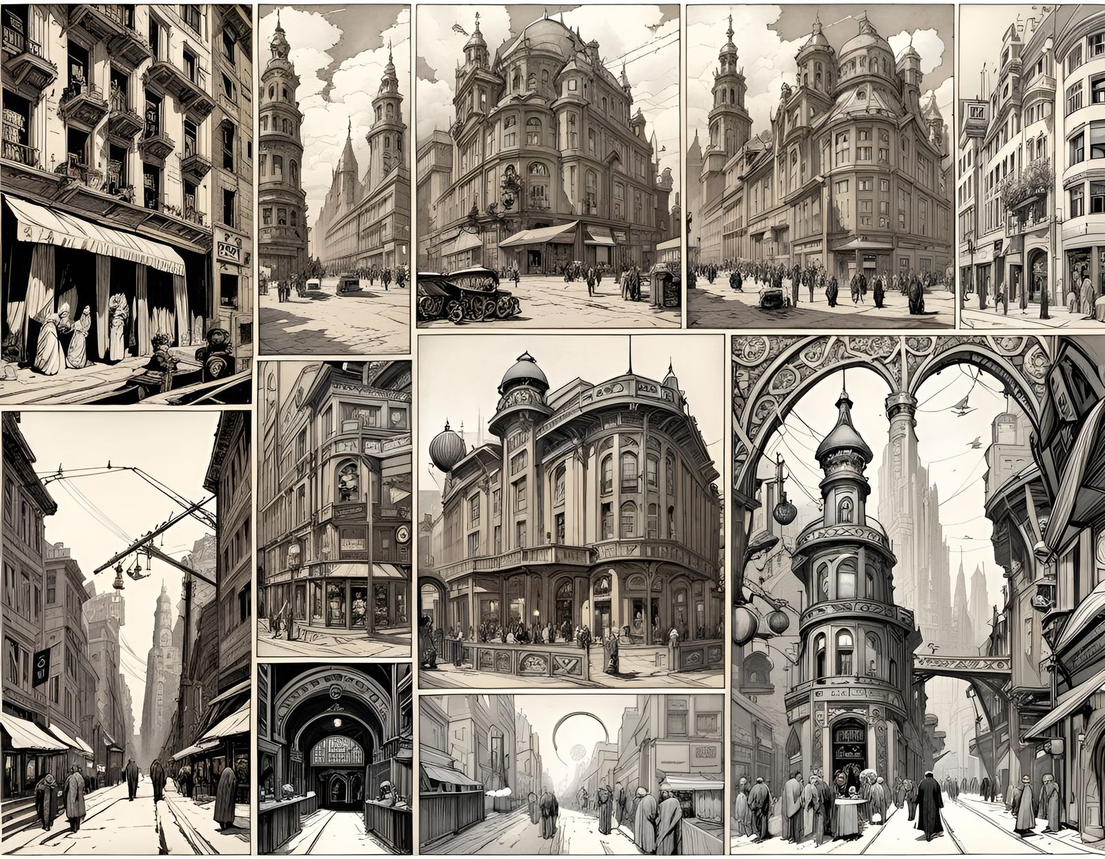 Art Nouveau Comic Book Panels