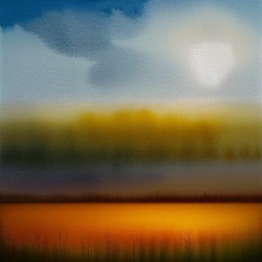 Peaceful Fantasy Landscape in Watercolour Style