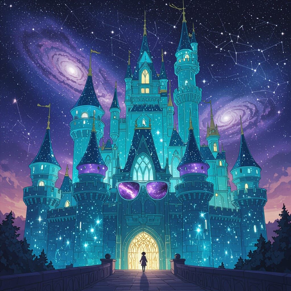 Amethyst Kingdom: Epic Anime Castle Amidst Cosmic Constellat...